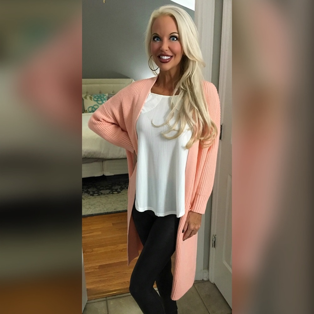❤️LAST 1! Pink Open Front Warm Pocket Cardigan! - Picture 3 of 3